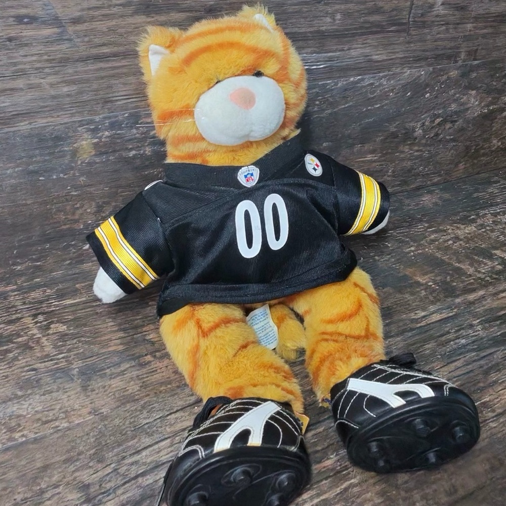 Pittsburgh Steelers Striped Orange‎ Cat Plush Stuffed Animal Black Jersey